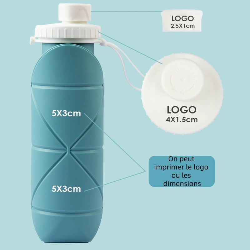 Bouteille d'eau portable en silicone