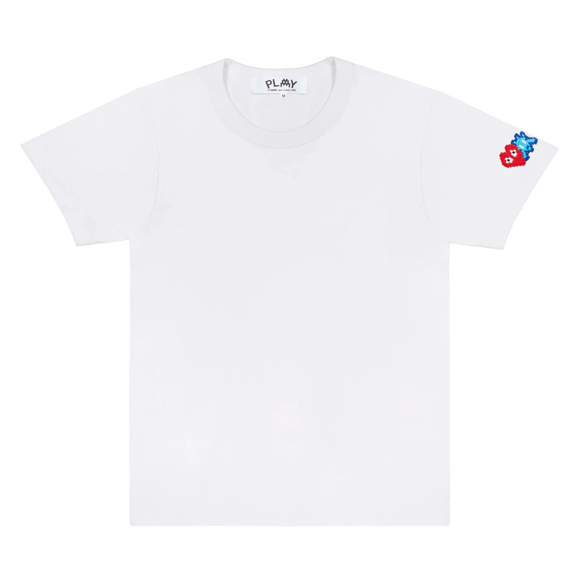 CDG Play Invader T-Shirt Red & Blue Sleeve Emblem