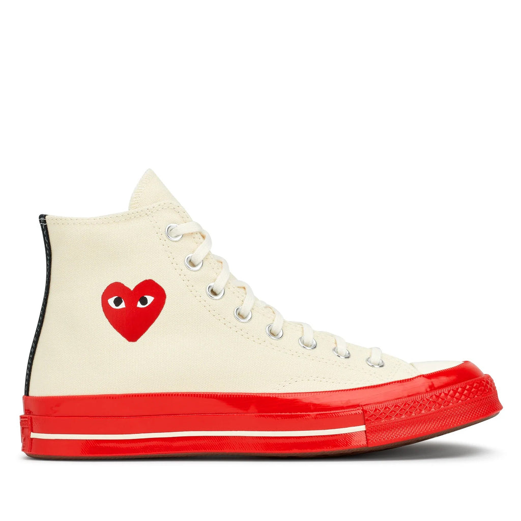 CDG Converse Red Sole High Top – White Edition