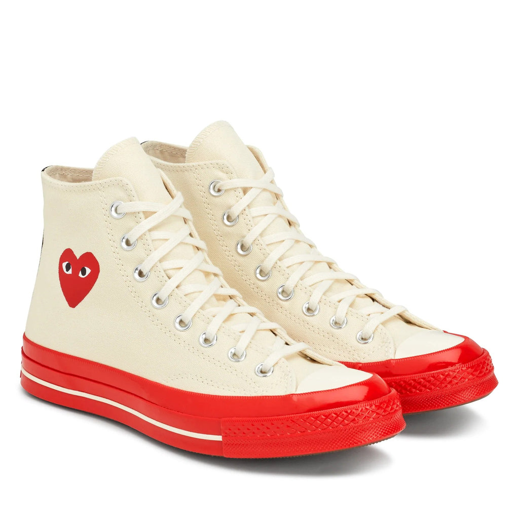 CDG Converse Red Sole High Top – White Edition