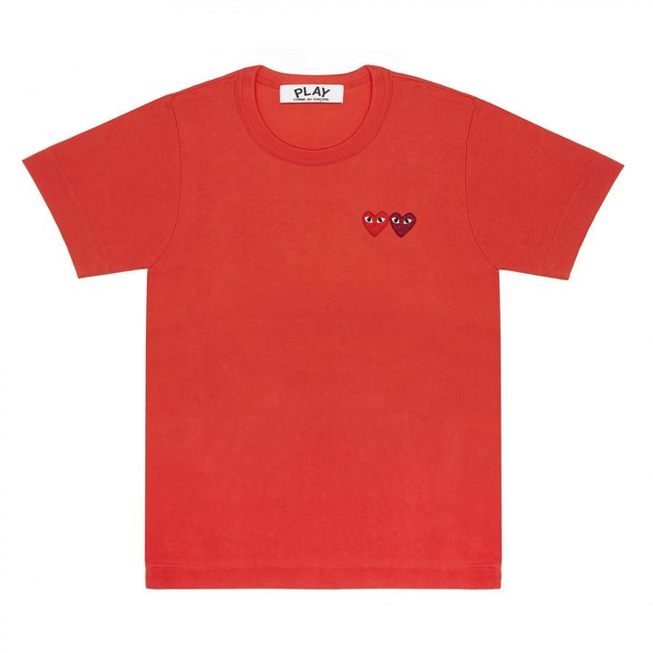 PLAY Two Emblems T-Shirt Red – CDG Dual Heart Style