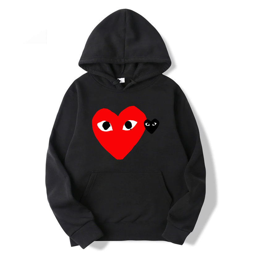 Red Heart And Black Heart Cdg Hoodie
